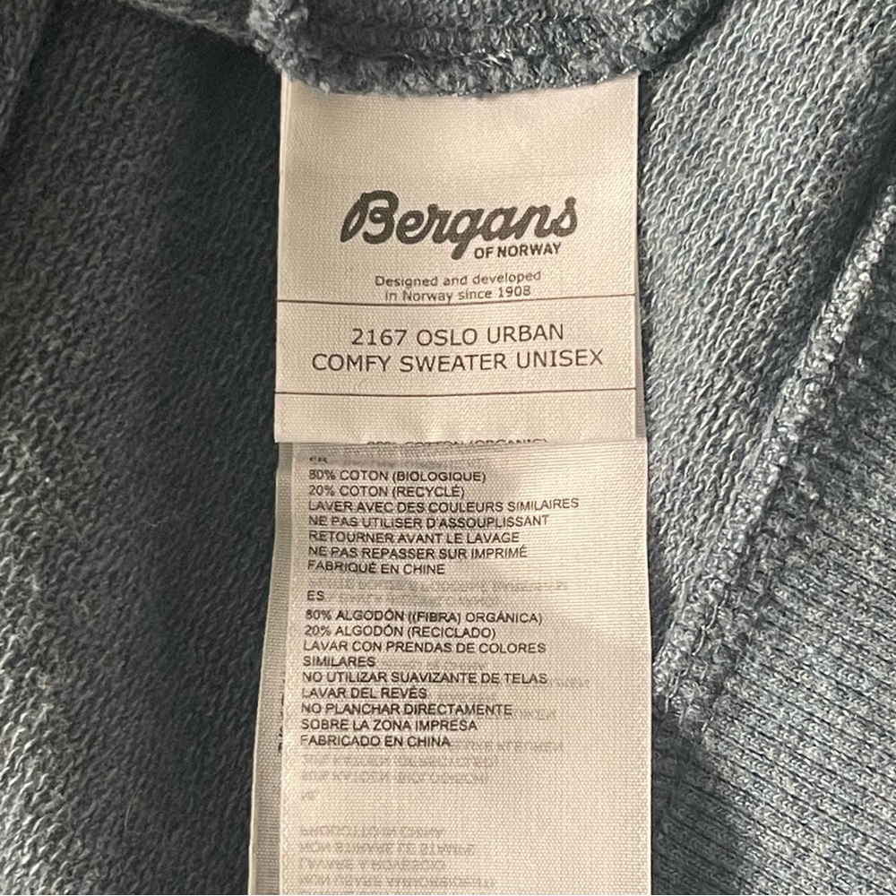 Bergans of Norway Blue/Grey Unisex Organic Cotton Olso Urban Sweatshirt (M) - Picture 14 of 16